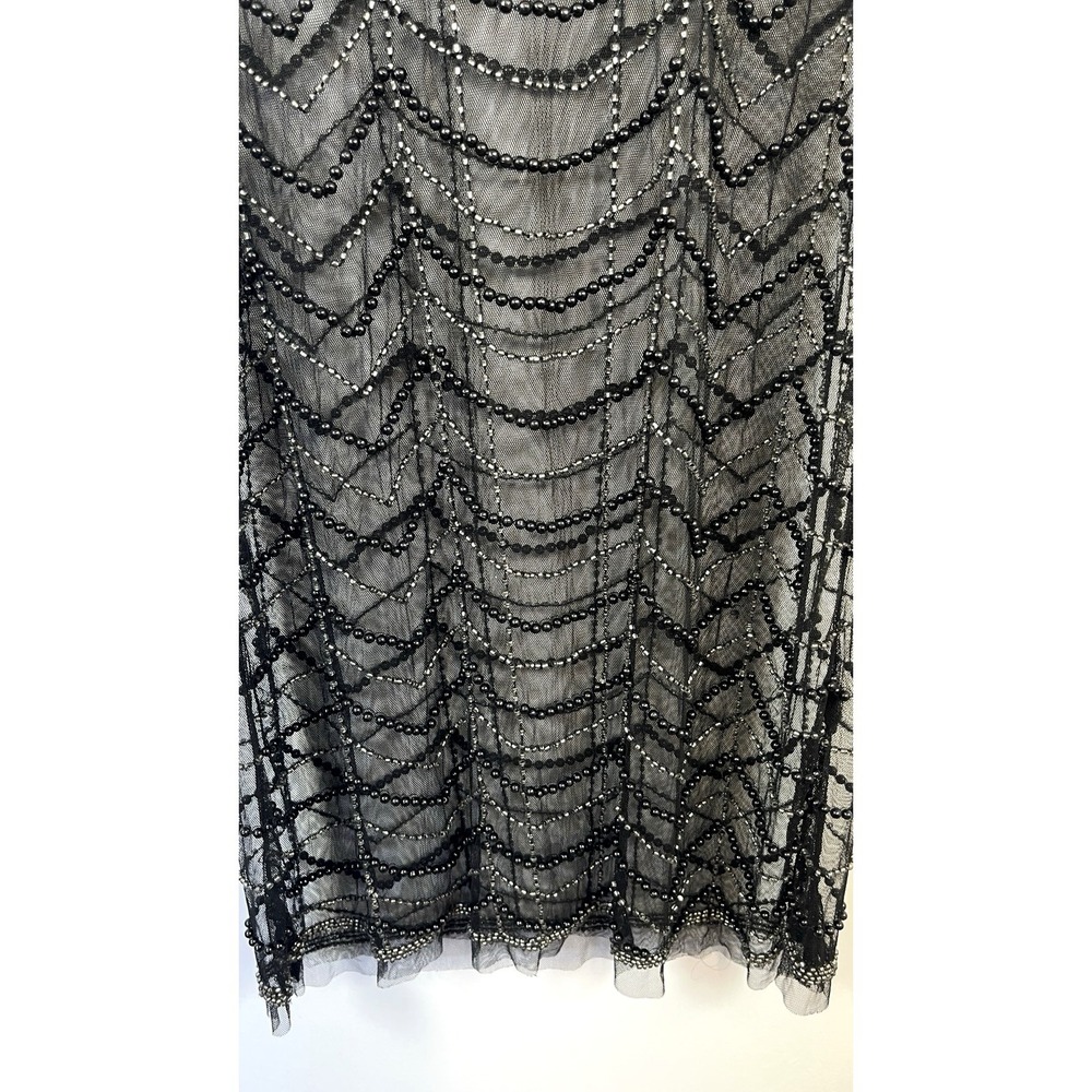 Womens Beaded Sheer Overlay Beaded Mini Dress Size XS Black Bohemian Festival - Picture 4 of 13